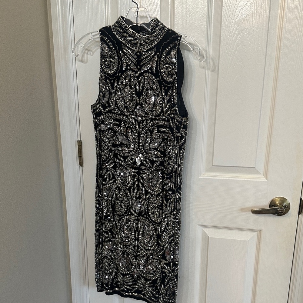 Elegant Black and Silver Embellished Dress